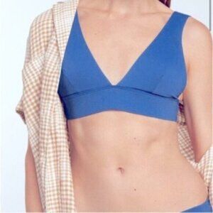 NWT Everlane Women's Blue Swimwear Triangle Tie Swim Bikini Top Size XXS